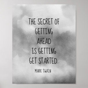 Mark Twain literary quote poster grijs waterverf