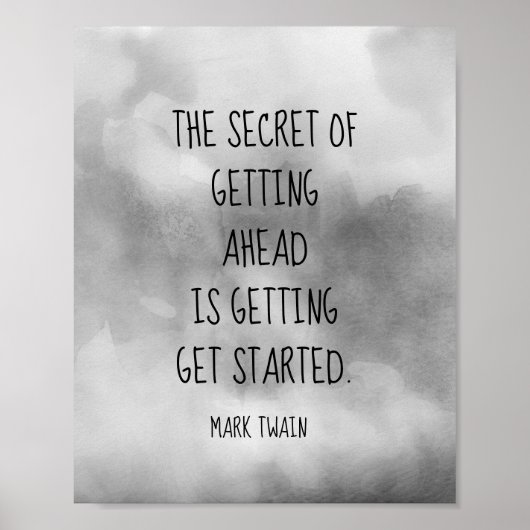 Mark Twain literary quote poster grijs waterverf (Voorkant)