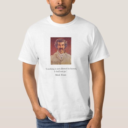 Mark Twain pipe roken t-shirt (Voorkant)