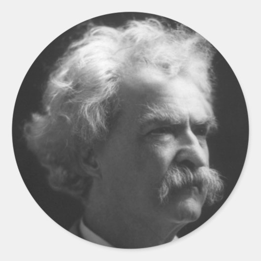 Mark Twain portret Ronde Sticker (Voorkant)