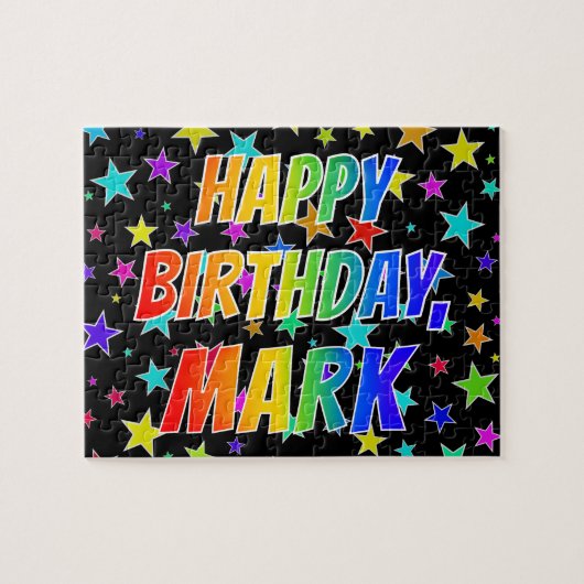 "MARK" Voornaam, geun "HAPPY BIRTHDAY" Legpuzzel (Horizontaal)