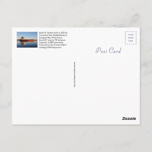 Mark W. Barker Post Card Briefkaart (Achterkant)