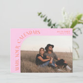 Mark Your Calendars Orange Pink Curved Frame Photo Save The Date (Staand voorkant)