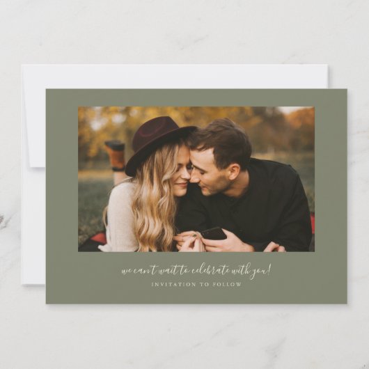 Mark Your Calendars Sage Green Curved Frame Photo Save The Date (Achterkant)