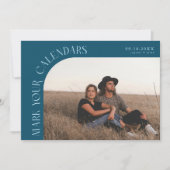 Mark Your Calendars Teal Curved Frame Photo Save The Date (Voorkant)