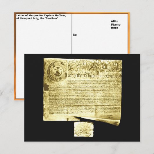 Markbrief voor een schipper van Liverpool Briefkaart (Voorkant / Achterkant)