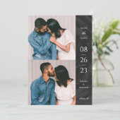 Marked Band 2-foto Save the Date Kaart - Black (Staand voorkant)