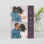 Marked Band 2-foto Save the Date Kaart - Paars (Staand voorkant)