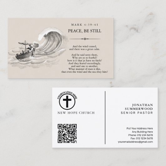 Markeer 4:39-41 Pastor Visitekaartje met QR-code (Voorkant / Achterkant)
