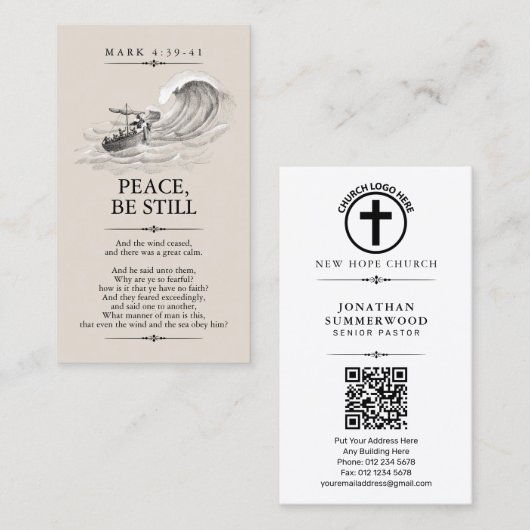 Markeer 4:39-41 Pastor Visitekaartje met QR-code (Voorkant / Achterkant)