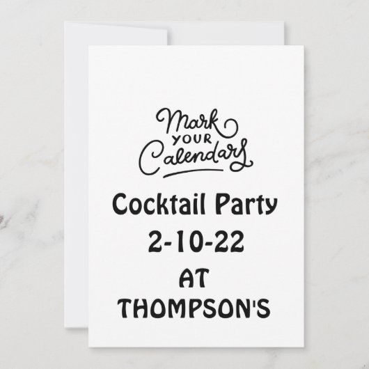 Markeer je Calendar Cocktail party Invitation Kaart (Voorkant)