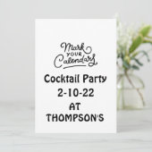 Markeer je Calendar Cocktail party Invitation Kaart (Staand voorkant)