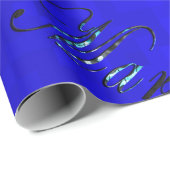 Markeer naamlogo's op blauw, cadeaupapier (Rol Hoek)