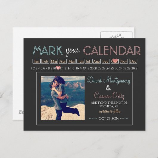 "Markeer uw agenda" Save the Date Aankondigingskaart (Voorkant / Achterkant)