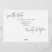 Markeer uw Kalender B&W Photo Wedding Sla de datum Folie Uitnodiging (Achterkant)