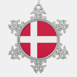 Markeersymbool Denemarken lang Tin Sneeuwvlok Ornament