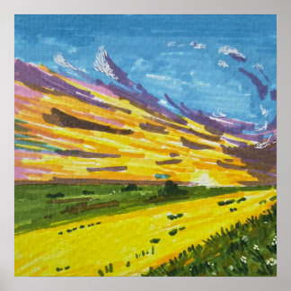 Marker Landscape Painting  Poster