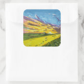 Marker Landscape Painting  Vierkante Sticker (Tas)