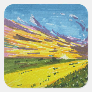 Marker Landschapschildering Vierkante Sticker
