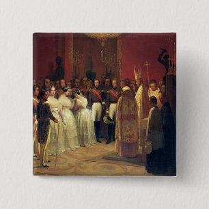 Markeren van koningin Isabella II Vierkante Button 5,1 Cm