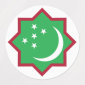 Markeren van Turkmenistan vlag rond ronde symbool Labels (Design 1)