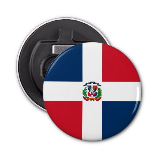 Markering Dominicaanse Republiek Button Flesopener (Voorkant)