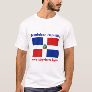 Markering Dominicaanse Republiek + Kaart + Tekst T T-shirt