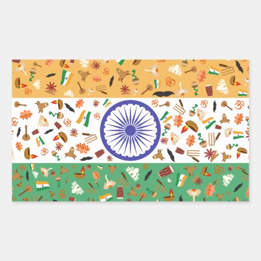 Markering van India met cultuurgoederen Rechthoekige Sticker (Voorkant)