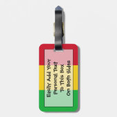 Markering van persoonlijke identiteitskaart van Ma Bagagelabel (Achterkant verticaal)