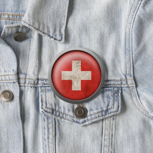 Markering van Zwitserland Schijf Ronde Button 7,6 Cm (In situ)