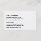 Markering voor vlaggenontwerp, vertaler en tolk visitekaartje (Achterkant)