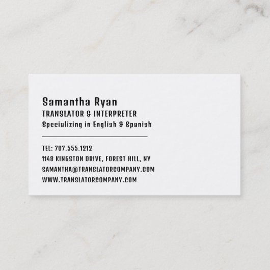 Markering voor vlaggenontwerp, vertaler en tolk visitekaartje (Achterkant)