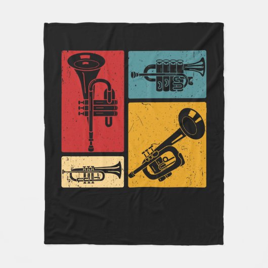 Markeringen voor Trumpet Player Retro Design Fleece Deken (Voorkant)