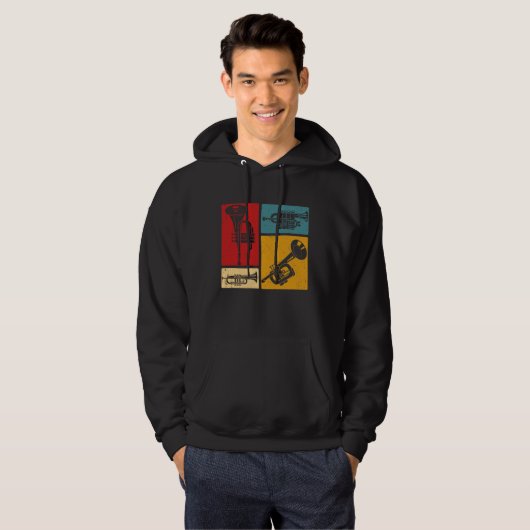  Markeringen voor Trumpet Player Retro Design Hoodie (Voorkant volledig)