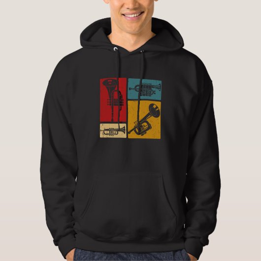 Markeringen voor Trumpet Player Retro Design Hoodie (Voorkant)