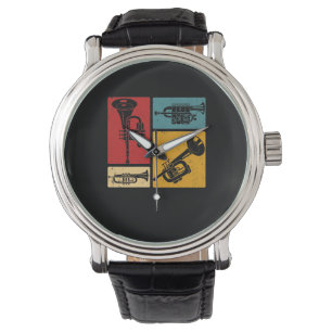 Markeringen voor Trumpet Player Retro Design Horloge