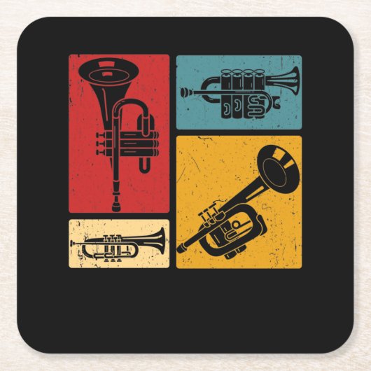 Markeringen voor Trumpet Player Retro Design Kartonnen Onderzetters (Voorkant)