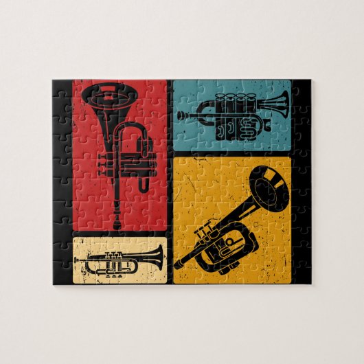 Markeringen voor Trumpet Player Retro Design Legpuzzel (Horizontaal)