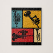 Markeringen voor Trumpet Player Retro Design Legpuzzel (Verticaal)
