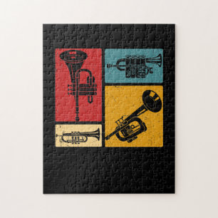  Markeringen voor Trumpet Player Retro Design Legpuzzel