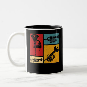 Markeringen voor Trumpet Player Retro Design Tweekleurige Koffiemok