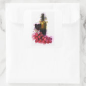 Markeringsketting, wijnglas, flesje, druiven vierkante sticker (Tas)