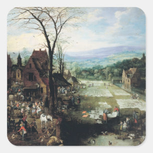 Market and Bleaching Ground, 1620-22 Vierkante Sticker