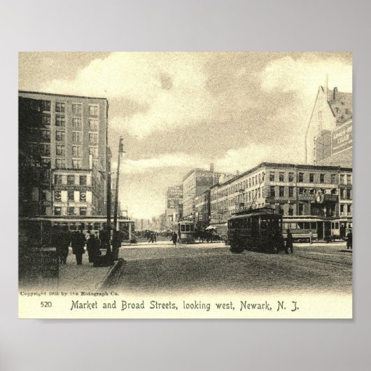 Market & Broad Sts., Newark, New Jersey  Poster (Voorkant)