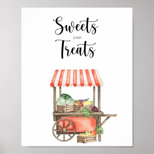 Market cart baby shower - sweets and treats poster (Voorkant)