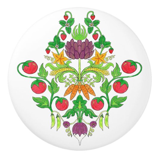 Market Fresh Damask Keramische Knop (Voorkant)