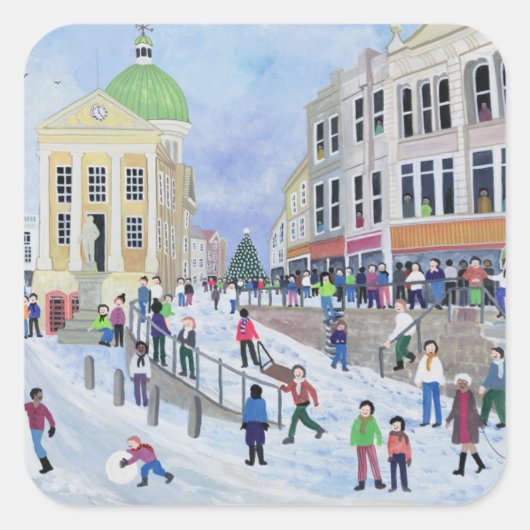 Market Jew Street Penzance Vierkante Sticker (Voorkant)