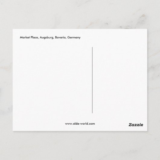 Market Place, Augsburg, Beieren, Duitsland Briefkaart (Achterkant)