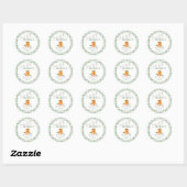 Market Sage Gingham Bruiloft Feest Peach Jam Ronde Sticker (Vel)
