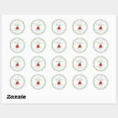 Market Sage Gingham Bruiloftsdiner Aardbeienjam Ronde Sticker (Vel)